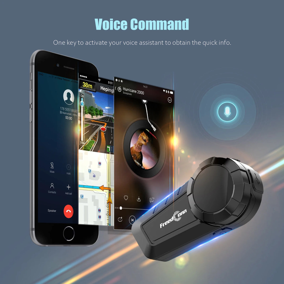 FreedConn KY-Pro Motorcycle Bluetooth Intercom – 6-Rider Helmet Headset with 1000m Range