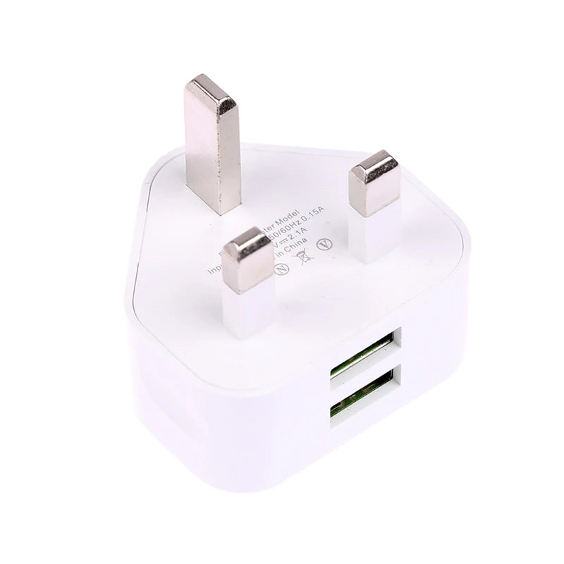 UK 3-Pin USB Wall Charger – Universal Plug Adapter with 1 or 2 USB Ports