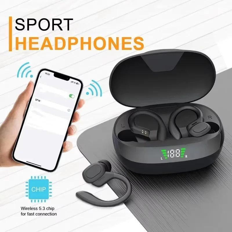 Wireless Bluetooth 5.3 Earbuds – ANC Stereo Earphones with Microphone, LED Display & IPX6 Water Resistance