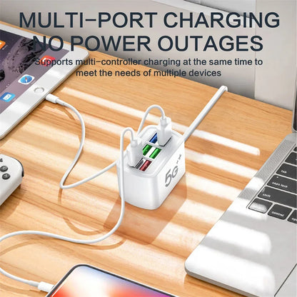 6-in-1 Desktop Charging Station – USB Charging Hub & Power Strip with 1m Cord