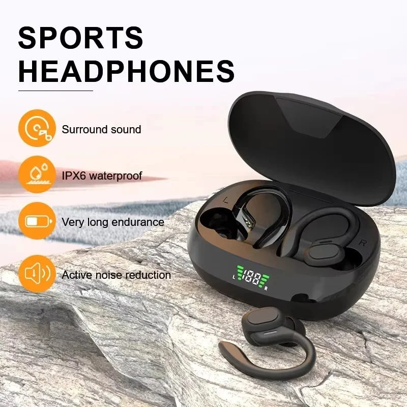 Wireless Bluetooth 5.3 Earbuds – ANC Stereo Earphones with Microphone, LED Display & IPX6 Water Resistance