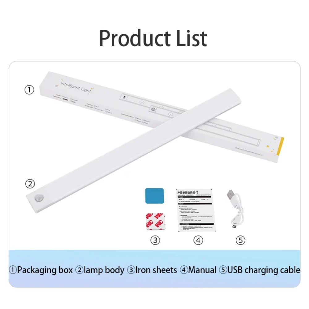 Pzsunly Rechargeable Motion Sensor LED Cabinet Light – Dimmable Wireless Under-Cabinet Lamp