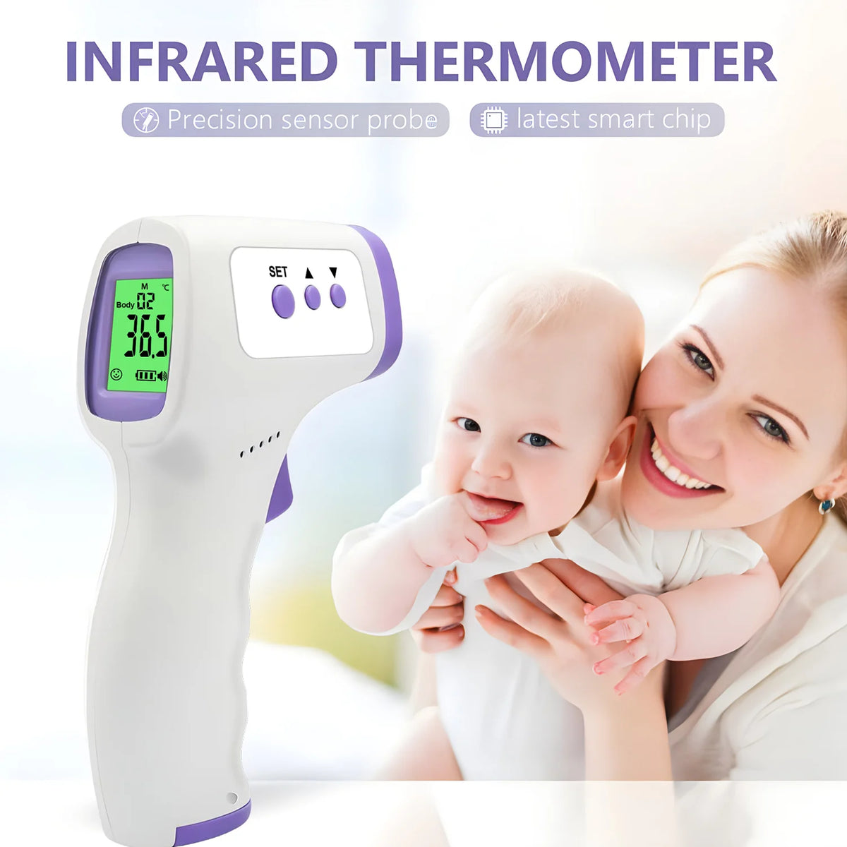 Infrared Forehead Thermometer & Fingertip Pulse Oximeter – Non-Contact Temperature & Blood Oxygen Monitor