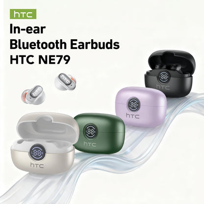 HTC NE79 TWS Bluetooth 6.0 Earbuds – AI Translation, ENC Noise Reduction & LED Display