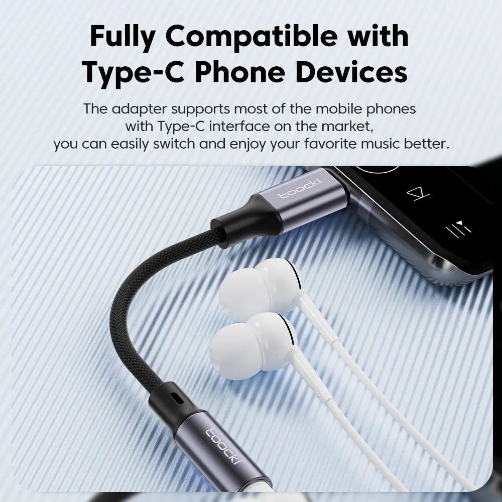 Toocki USB-C to 3.5mm Headphone Adapter – Type-C to AUX Audio Cable