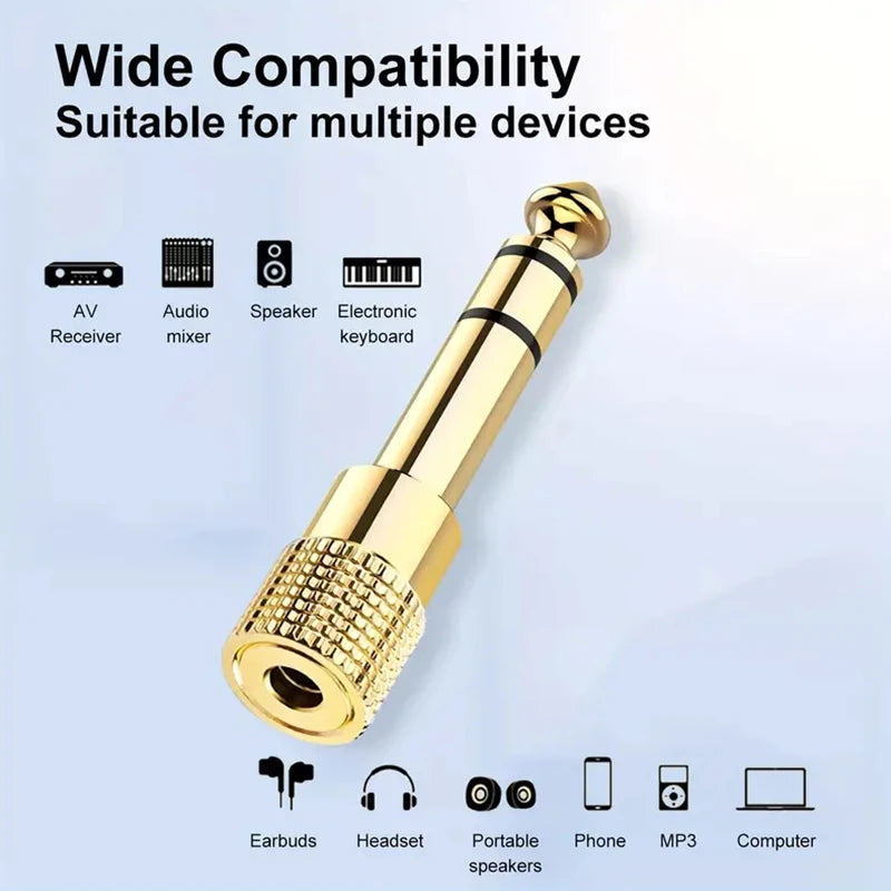 6.35mm Male to 3.5mm Female Audio Adapter – Gold-Plated AUX Headphone Connector