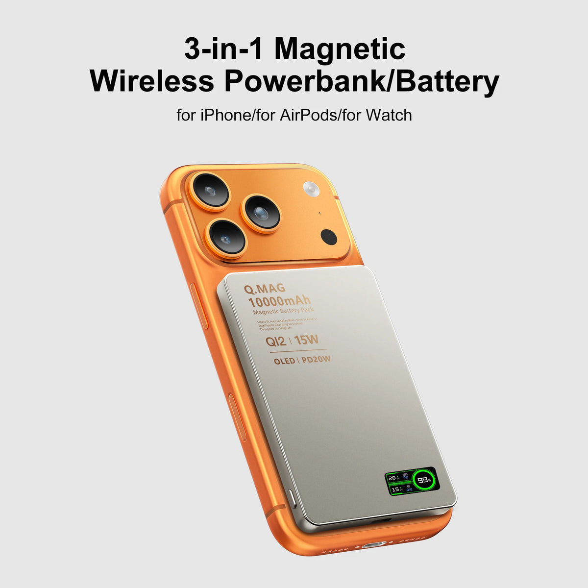 Magnetic Wireless Power Bank – 5000/10000mAh Portable Fast Charger for iPhone, Apple Watch & AirPods
