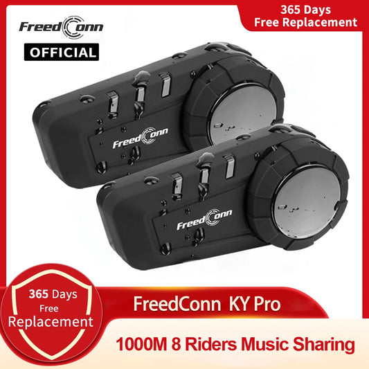 FreedConn KY-Pro Motorcycle Bluetooth Intercom – 6-Rider Helmet Headset with 1000m Range