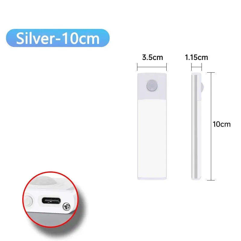 CENSHION USB-C Rechargeable LED Cabinet Light – Dimmable Motion Sensor Bar, 20–60cm