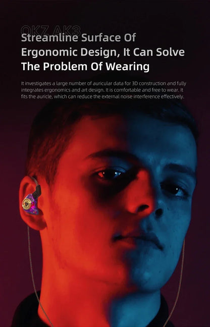 QKZ AK3 FiLe Wired Earphones – In-Ear HiFi Headphones with Microphone
