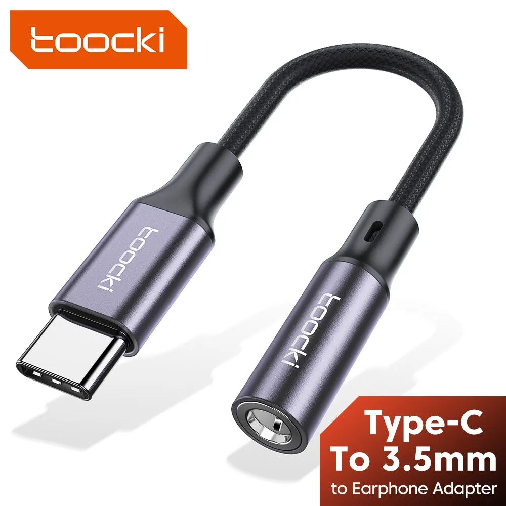 Toocki USB-C to 3.5mm Headphone Adapter – Type-C to AUX Audio Cable