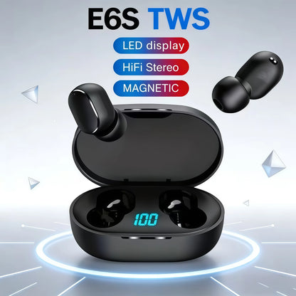 TWS E6S Wireless Bluetooth Earbuds – Noise-Cancelling Headphones with Microphone