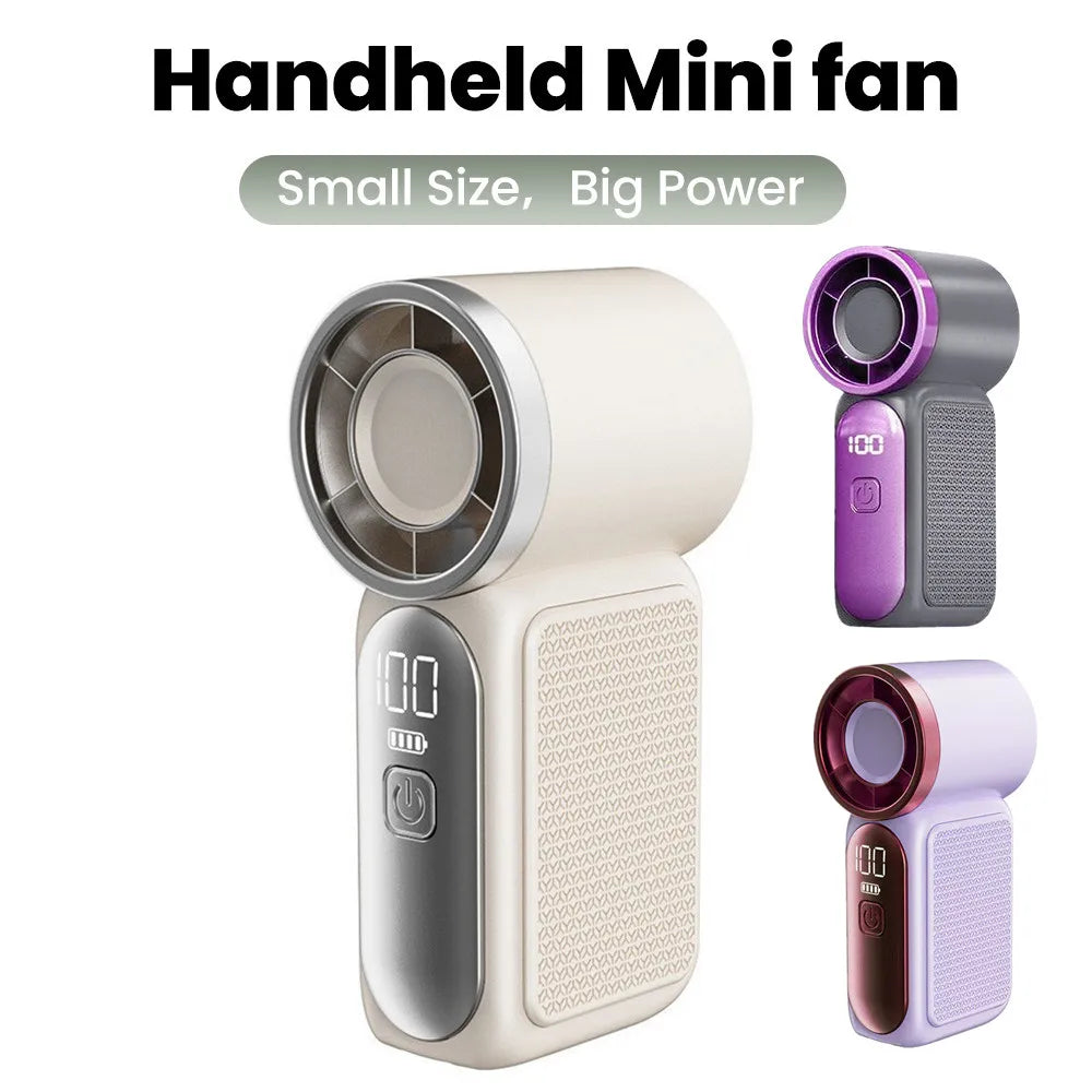 Portable Handheld Mini Fan – 5-Speed Rechargeable Fan with Type-C Charging & Digital Display