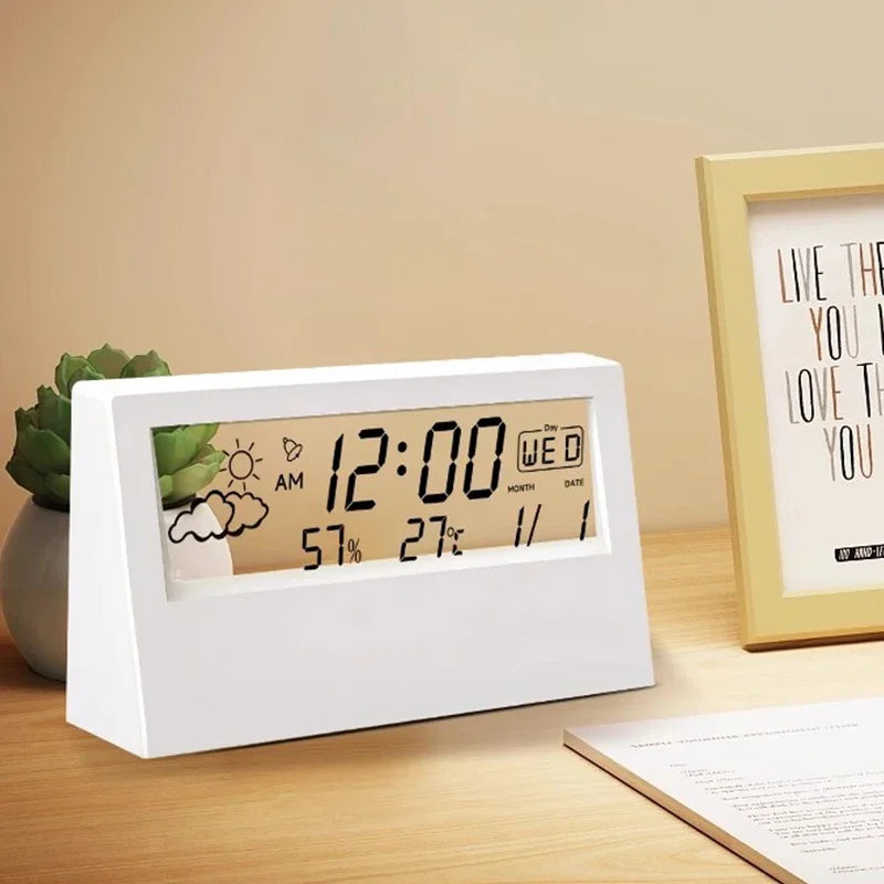 Smart LCD Desktop Alarm Clock – Digital Calendar, Temperature & Humidity Display