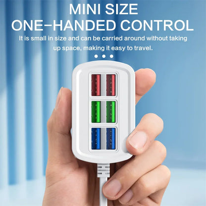 6-in-1 Desktop Charging Station – USB Charging Hub & Power Strip with 1m Cord