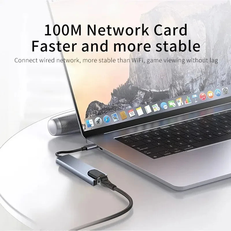 8-in-1 USB-C Hub – 4K HDMI, RJ45 Ethernet, SD/TF Card Reader & USB 3.0