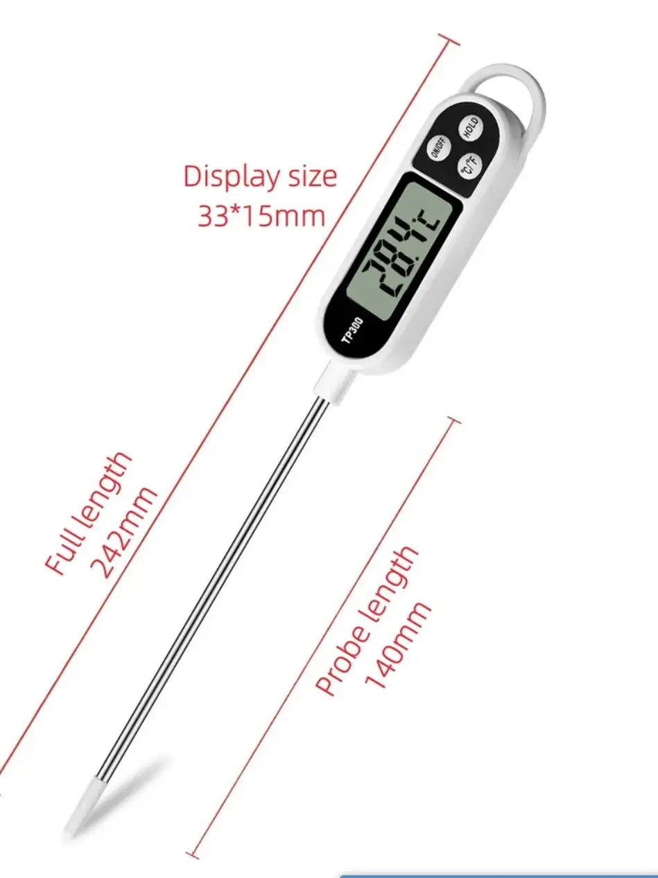 Stainless Steel Probe Food Thermometer – Digital Pen-Style Kitchen Thermometer for Cooking, Milk & Baking