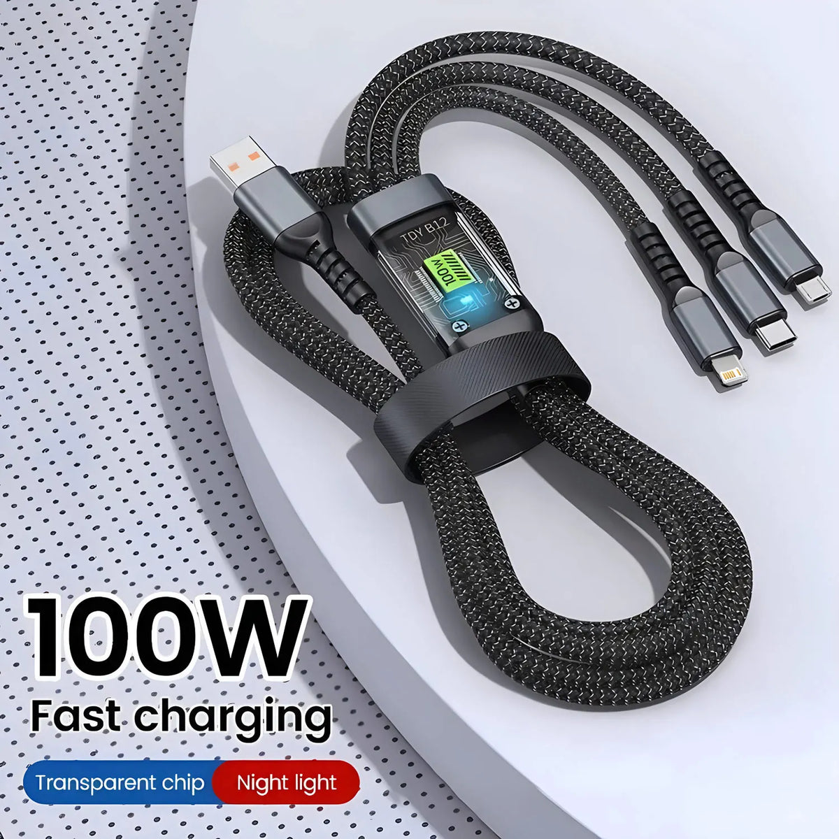 6-in-1 Car Charger Adapter – Dual USB-C Fast Charging with 3.1A Output & Digital Display