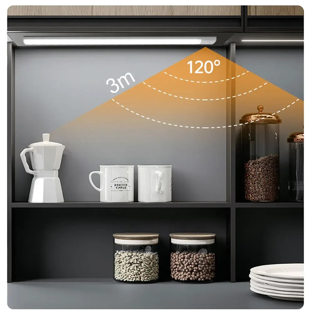 Pzsunly Rechargeable Motion Sensor LED Cabinet Light – Dimmable Wireless Under-Cabinet Lamp