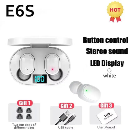 TWS E6S Wireless Bluetooth Earbuds – Noise-Cancelling Headphones with Microphone