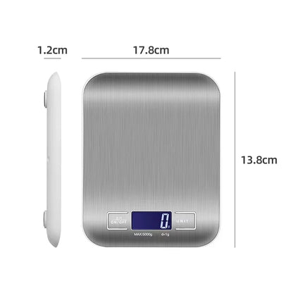 5kg Digital Kitchen Food Scale – 1g Precision LCD Display with Stainless Steel Platform