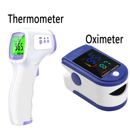 Infrared Forehead Thermometer & Fingertip Pulse Oximeter – Non-Contact Temperature & Blood Oxygen Monitor
