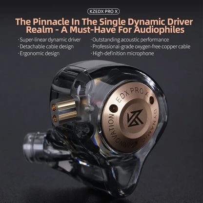 KZ EDX PRO X IEM Earphones – Wired HiFi In-Ear Monitors with 10mm Dynamic Driver & Microphone