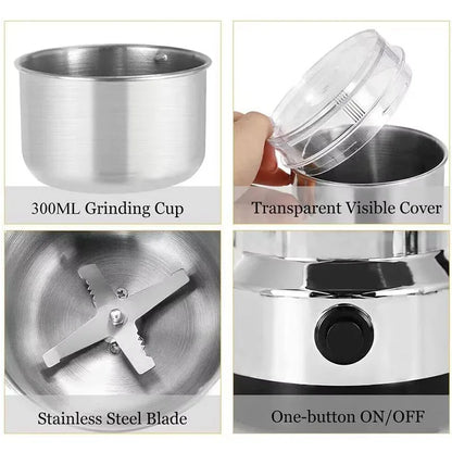 4-Blade Electric Coffee & Grain Grinder – Multifunctional Nut, Bean & Spice Grinder