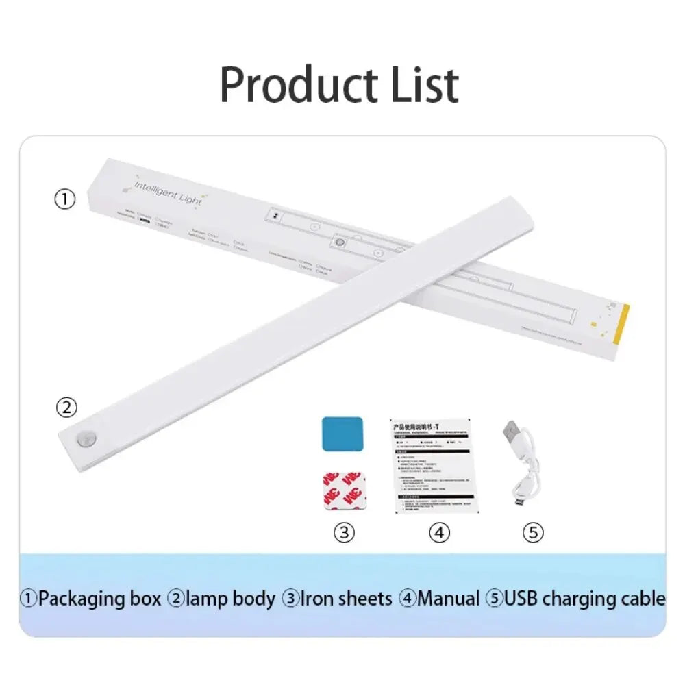 CENSHION USB-C Rechargeable LED Cabinet Light – Dimmable Motion Sensor Bar, 20–60cm