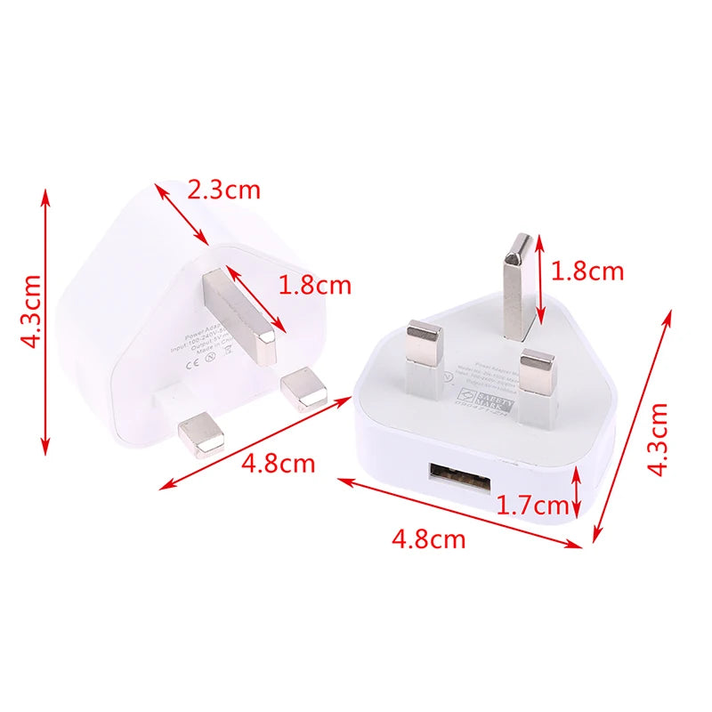 UK 3-Pin USB Wall Charger – Universal Plug Adapter with 1 or 2 USB Ports