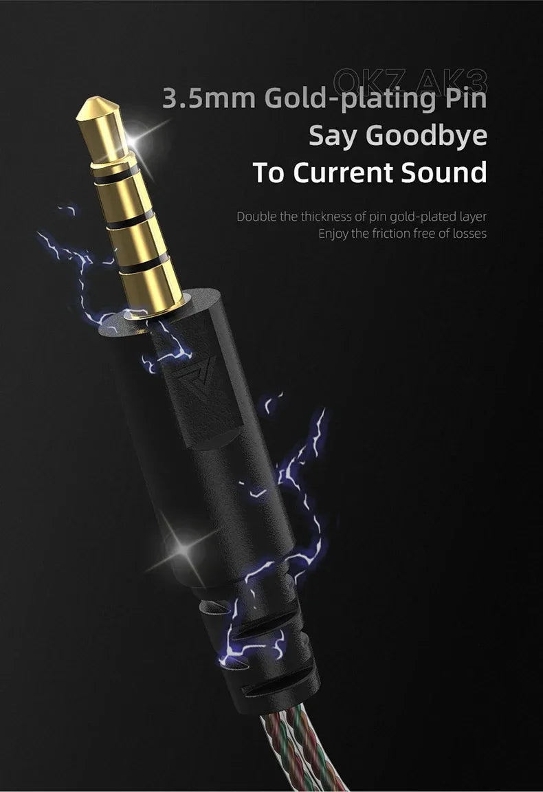 QKZ AK3 FiLe Wired Earphones – In-Ear HiFi Headphones with Microphone