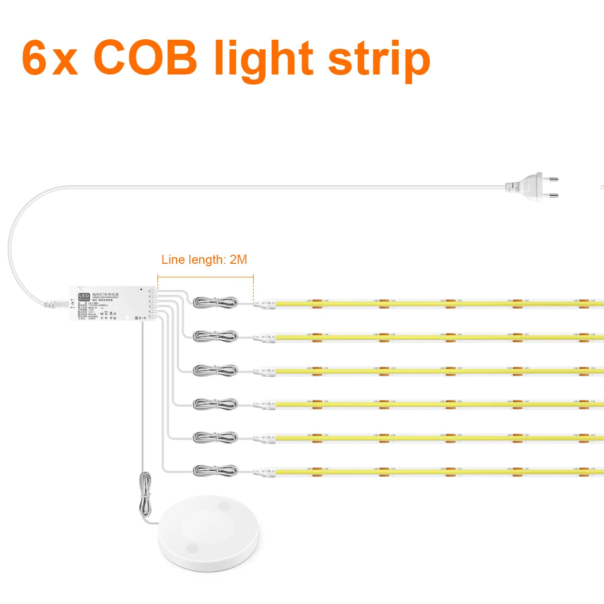 Dimmable LED Cabinet Light – COB Strip with Touch & Motion Sensor Switch