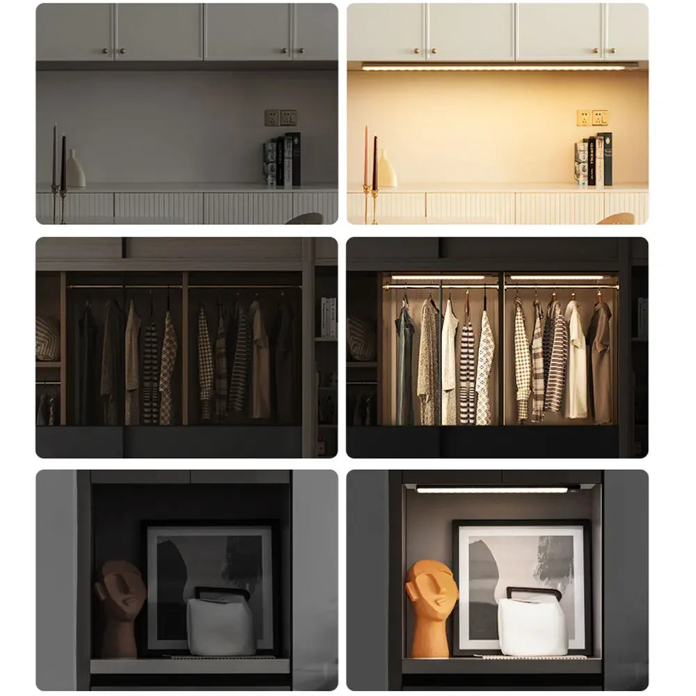 Pzsunly Rechargeable Motion Sensor LED Cabinet Light – Dimmable Wireless Under-Cabinet Lamp