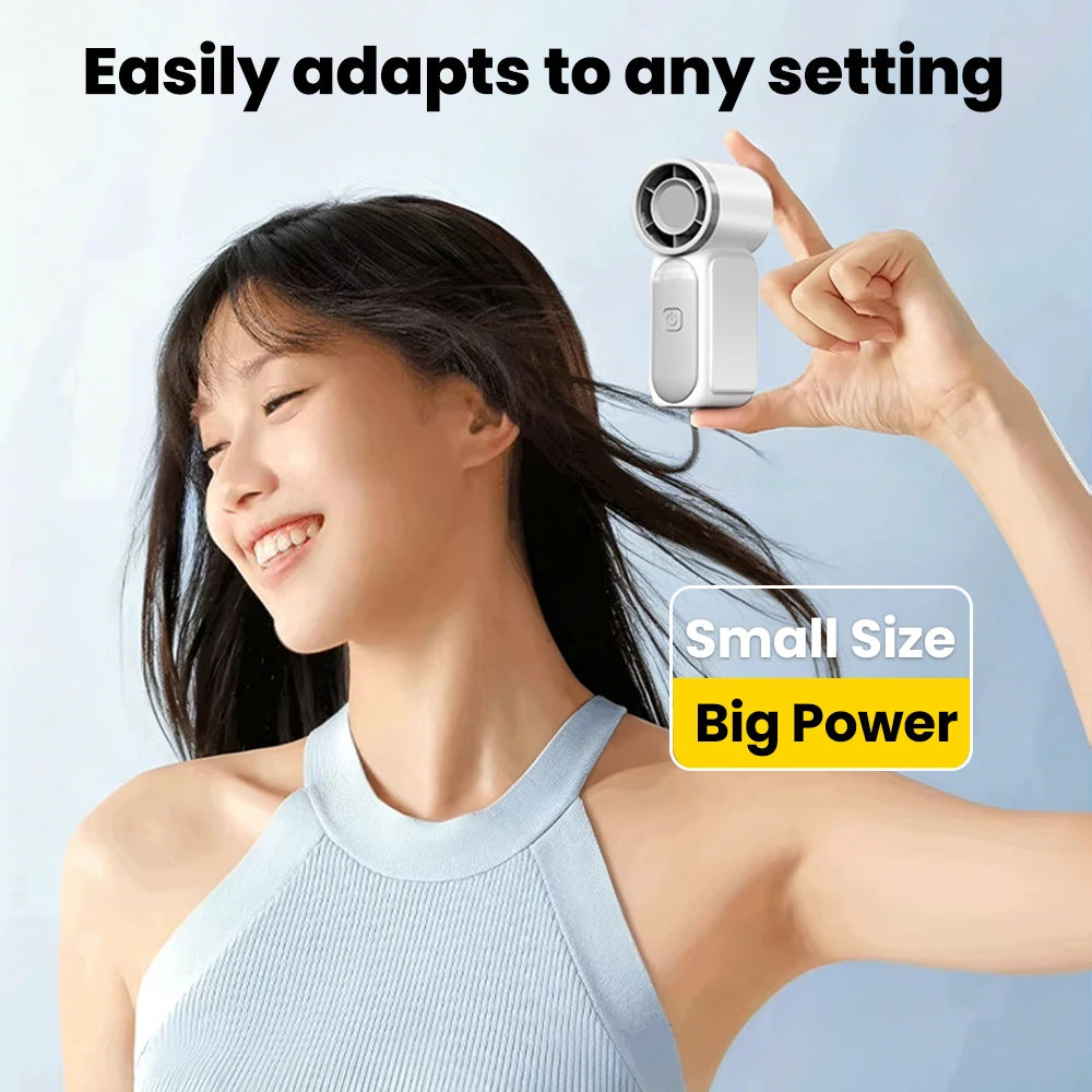 Portable Handheld Mini Fan – 5-Speed Rechargeable Fan with Type-C Charging & Digital Display