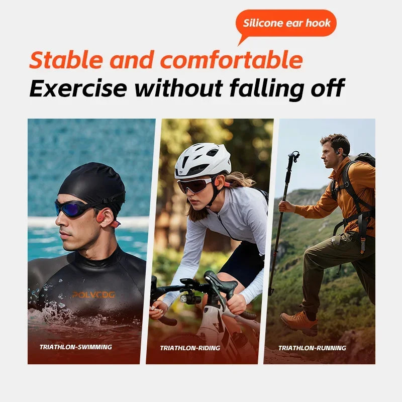 POLVCDG X16 Bone Conduction Swimming Headphones – IPX8 Waterproof Bluetooth 5.4 with 32GB Storage