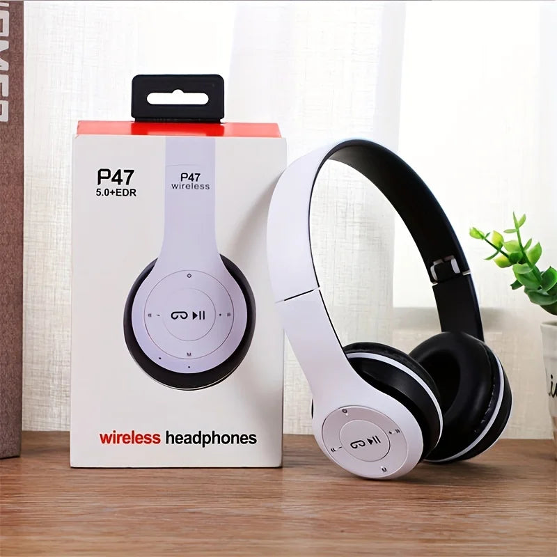P47 Bluetooth 5.0 Wireless Headphones – Foldable Hi-Fi Stereo Headset with Microphone
