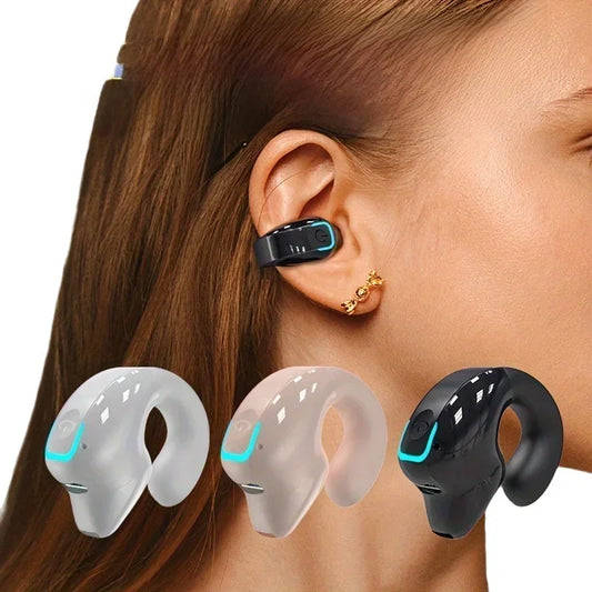 Clip-On Bone Conduction Wireless Headphones – Bluetooth TWS Sports Earphones with Microphone