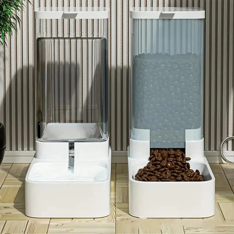 Automatic Dog Feeder & Water Dispenser – Gravity-Fed Food & Water Bowl Set