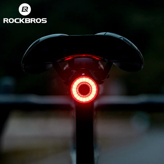 ROCKBROS Smart Bike Tail Light – IPX7 Waterproof Rechargeable Rear Light with Type-C Charging