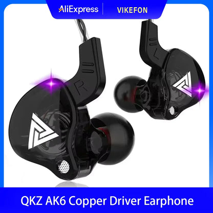 QKZ AK6 Wired Earphones – In-Ear Stereo Headphones with Dynamic Drivers & Microphone