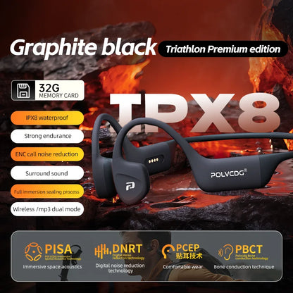 POLVCDG X16 Bone Conduction Swimming Headphones – IPX8 Waterproof Bluetooth 5.4 with 32GB Storage