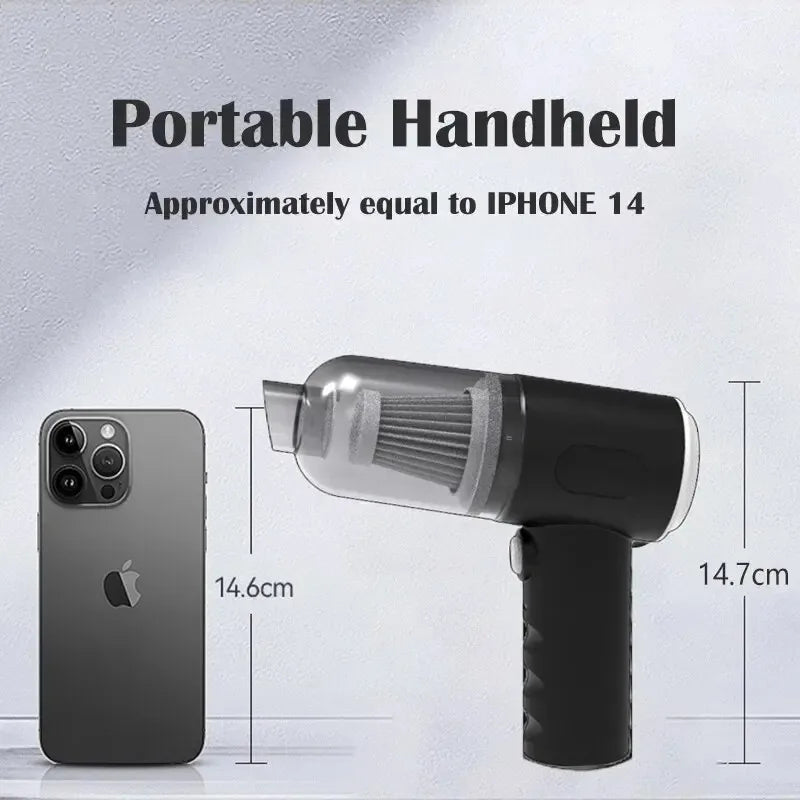 9000Pa Wireless Car Vacuum Cleaner – Portable USB Rechargeable Wet & Dry Mini Vacuum