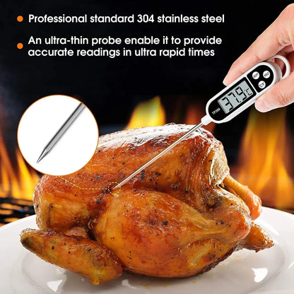 Stainless Steel Probe Food Thermometer – Digital Pen-Style Kitchen Thermometer for Cooking, Milk & Baking