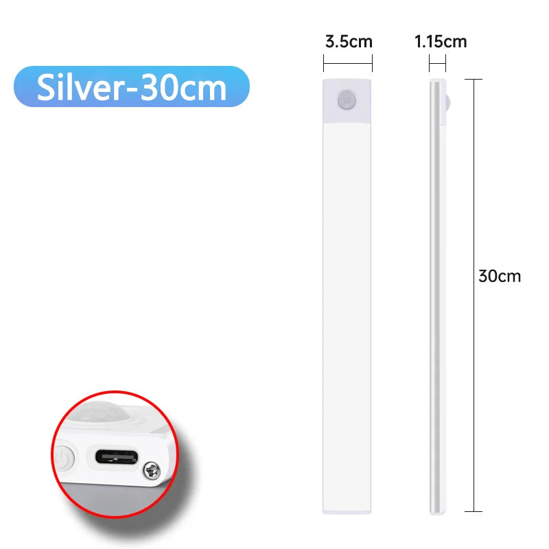 Pzsunly Rechargeable Motion Sensor LED Cabinet Light – Dimmable Wireless Under-Cabinet Lamp