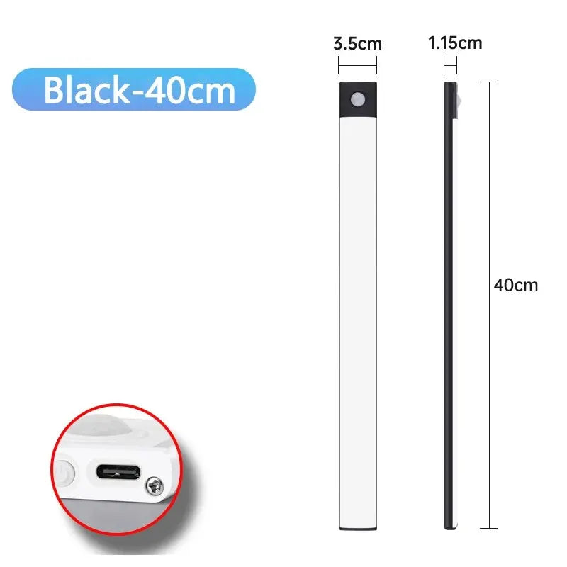 CENSHION USB-C Rechargeable LED Cabinet Light – Dimmable Motion Sensor Bar, 20–60cm