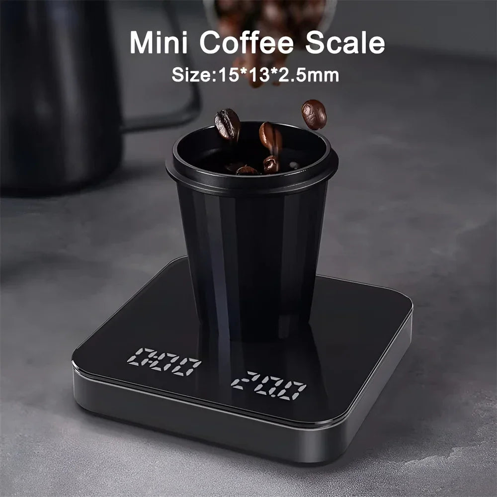 Digital Coffee Scale with Timer – LED Display, Silicone Pad & USB Charging