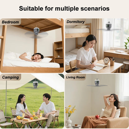 # 12000mAh Portable Ceiling Fan – Rechargeable Outdoor Camping Fan with Remote Control & LED Light