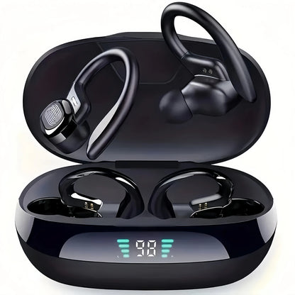 True Wireless Sports Earbuds – Bluetooth Ear Hook Headphones with ANC, Microphone & LED Display