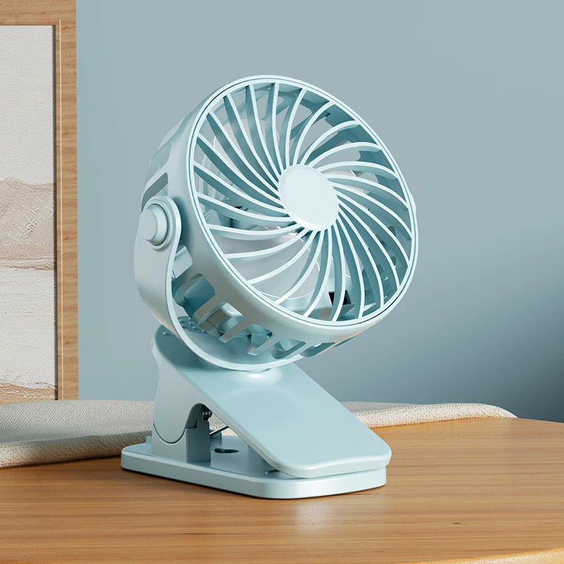 Portable Rechargeable Clip Fan – 720° Rotatable Hanging Fan with Night Light for Outdoor Camping