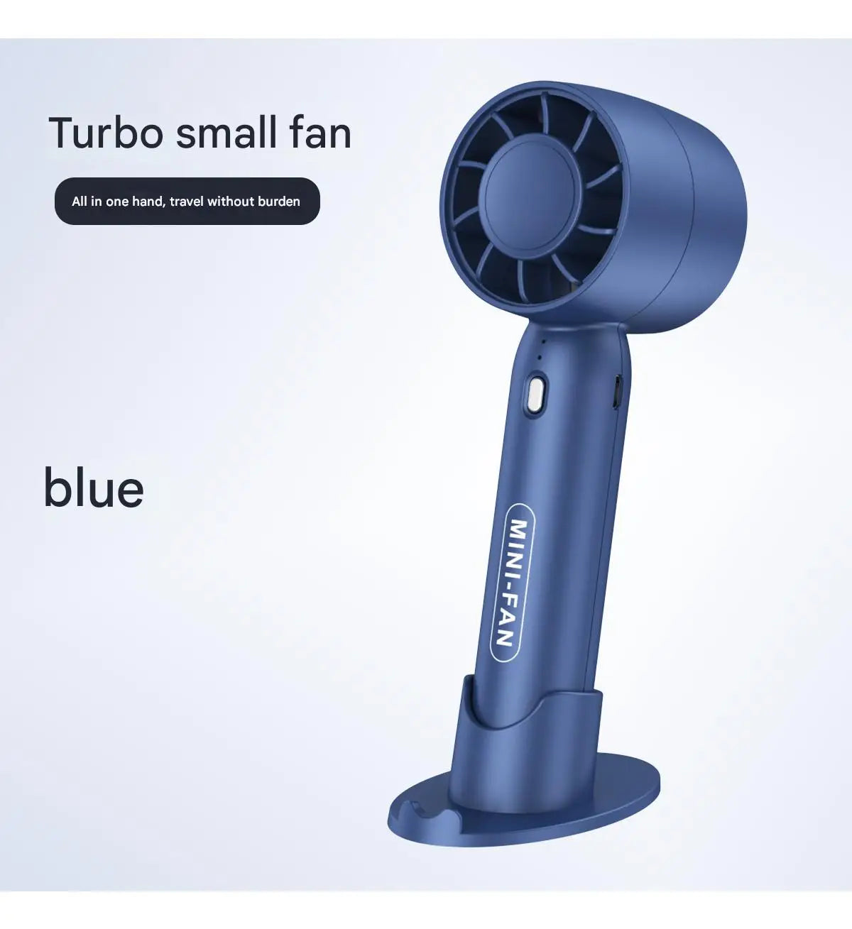 Turbo Mini Handheld Fan – USB Rechargeable Portable Fan with Desktop Stand & Long-Lasting Battery